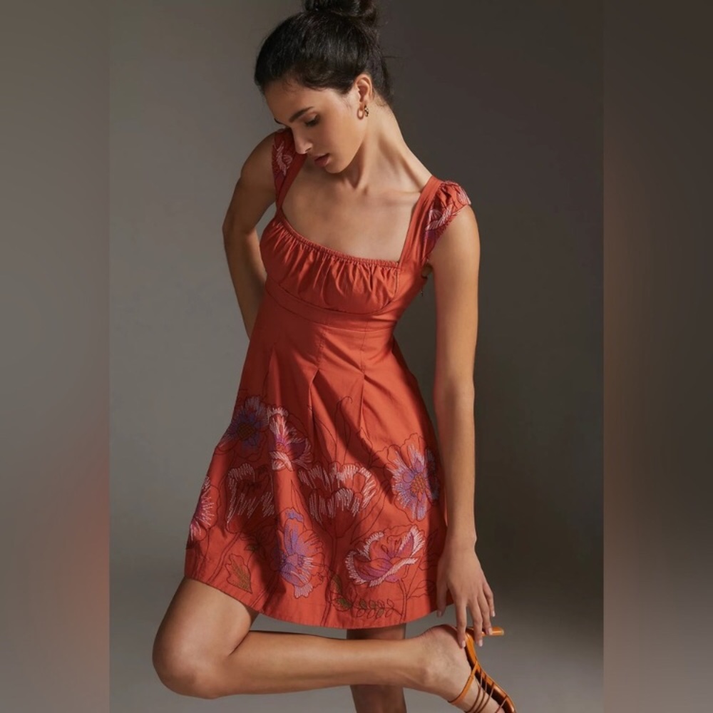 Anthropologie Embroidered Mini Dress by Anthropologie